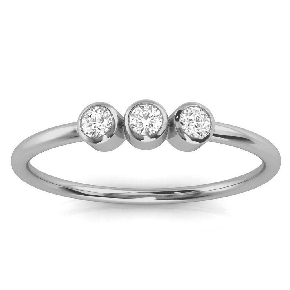 14k White Gold Trilogy Diamond Stackable Ring - image 1